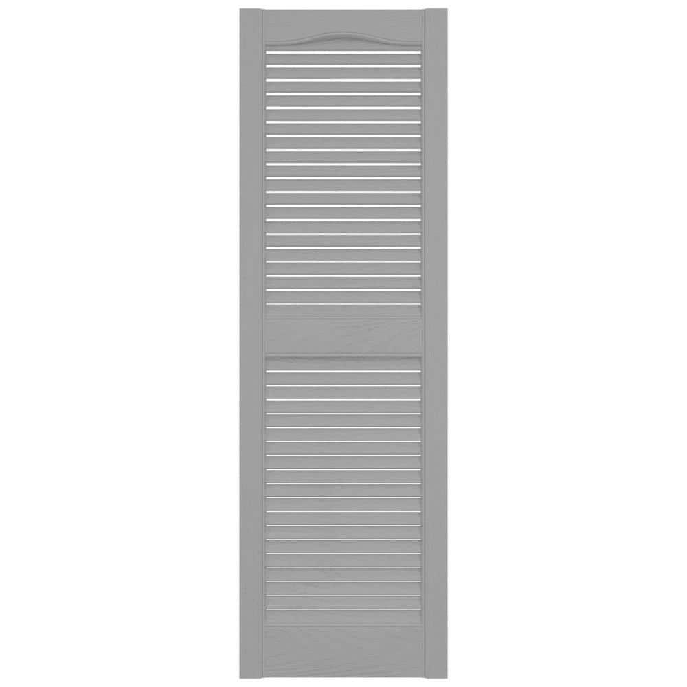 60" Gray Vinyl Louvered Exterior Shutters Pair