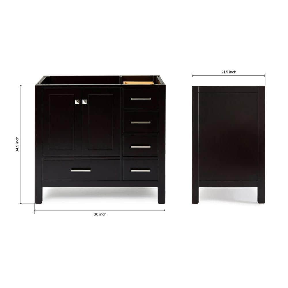 Ariel A037s-L-Bc Cambridge 36" Single Free Standing Wood Vanity Cabinet Only - Brown