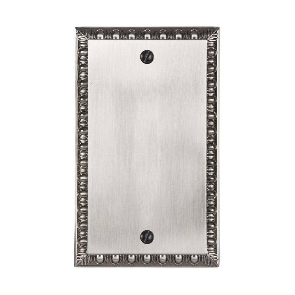 Amerelle Egg & Dart Single Blank Cast Metal Wallplate in Antique Nickel