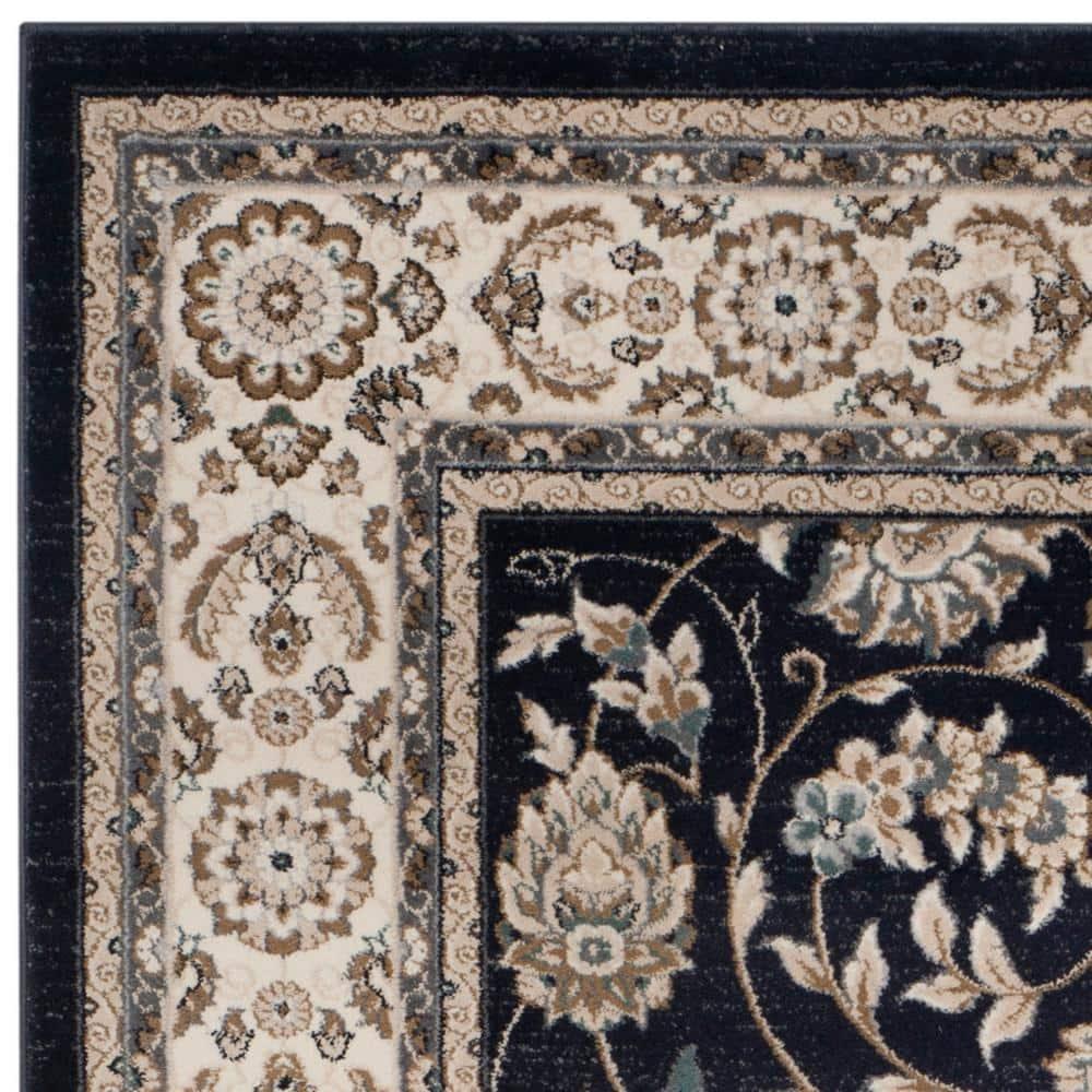 Safavieh Lyndhurst Tabaz 9 x 12 (ft) Loomed Polypropylene Anthracite/Cream Rectangular Indoor Floral/Botanical Oriental Area rug