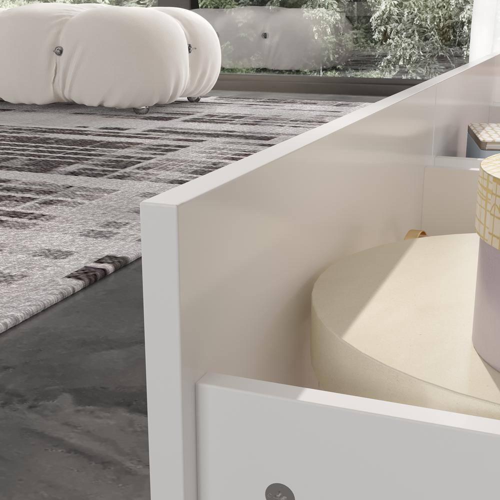 MONSLIPA Entertainment Center TV Stand - Expanded, with 4 Drawers, Living Room Decor, White