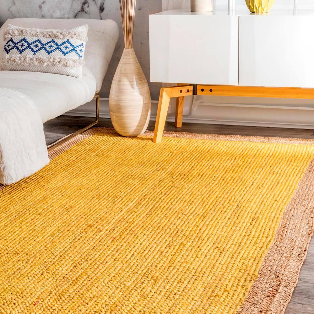 Yellow Solid Loomed Area Rug - (2'x3') - nuLOOM: Modern Jute, Low Pile, Indoor Rectangle Rug, Vacuum & Spot Clean