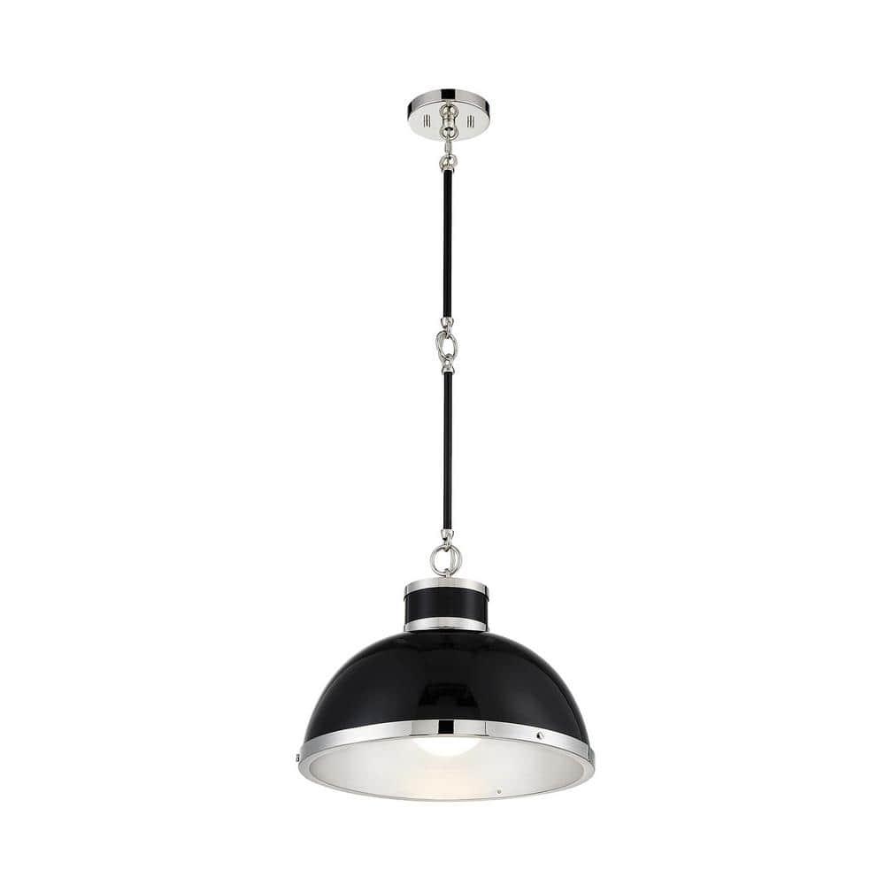 Savoy House Corning 1 - Light Pendant in  Black/Polished Nickel