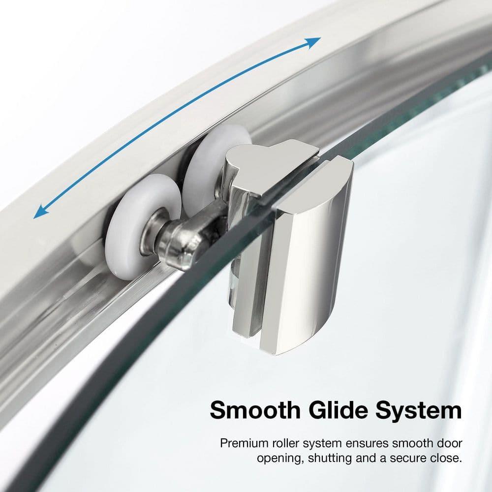 OVE Decors Breeze 33 in. Framed Round Shower Kit w/ Clear Glass, Base, Wall