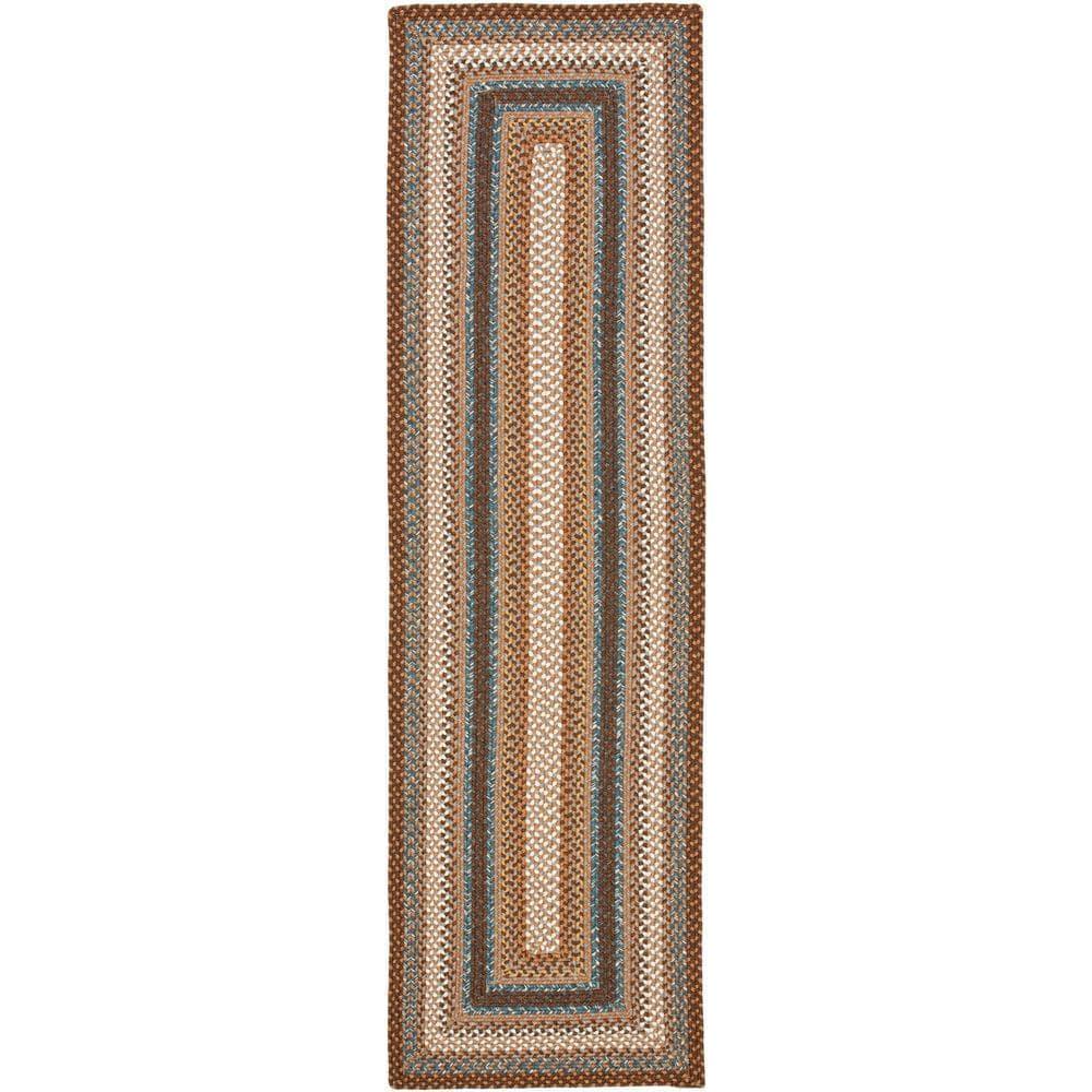 Braided BRD313 Hand Woven Runner Rug - Brown/Multi - 2'3"x14' - Safavieh.