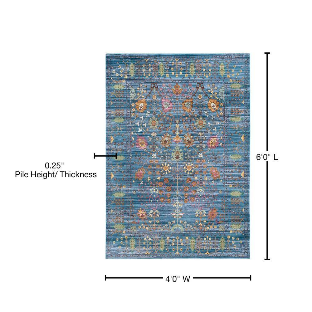 Valencia VAL108 Power Loomed Indoor Area Rug - Blue/Multi - 4'x6' - Safavieh