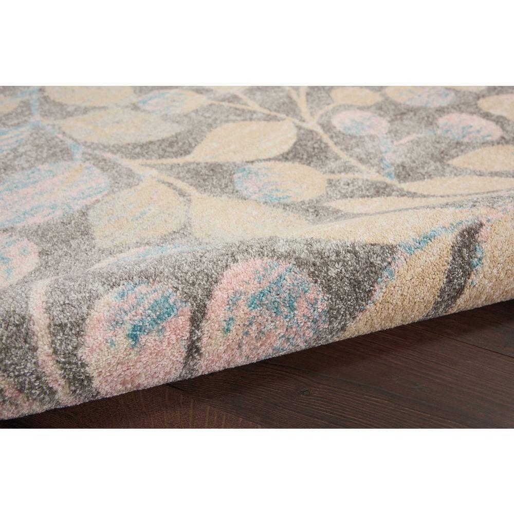Nourison Tranquil 5'3" X 7'3" (5' x 7') Grey/Beige Area Rug Contemporary Botanical Vine and Bloom by Nourison