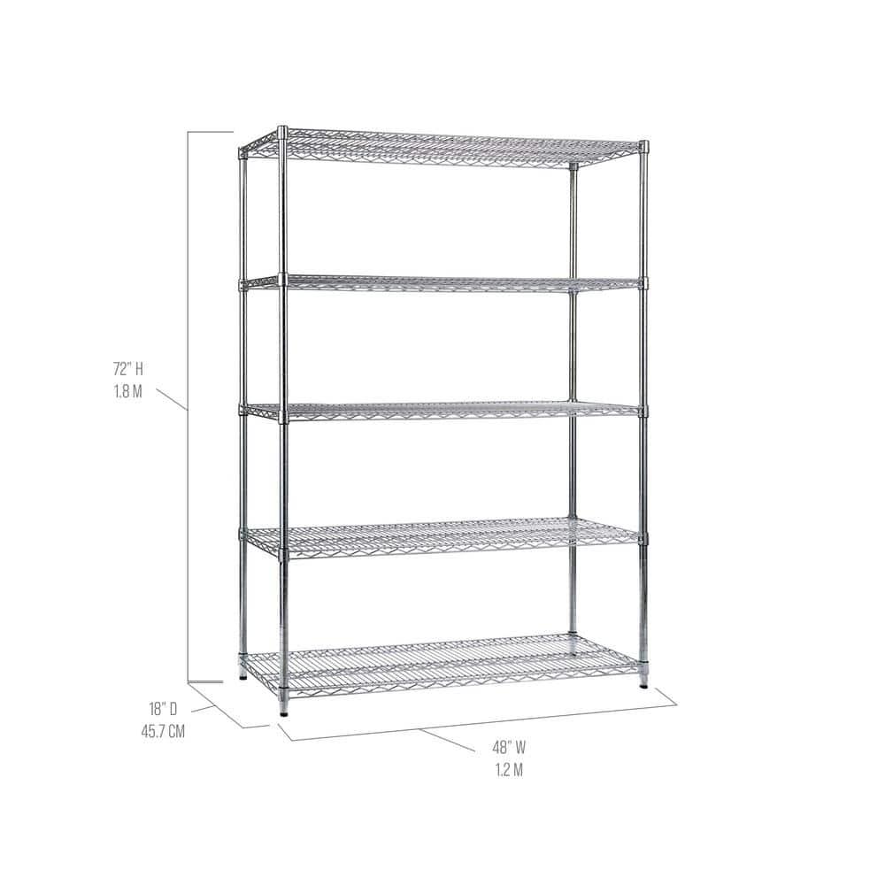 UltraDurable 48'' W x 18" D 5-Tier NSF-Certified Steel Shelving with Wheels