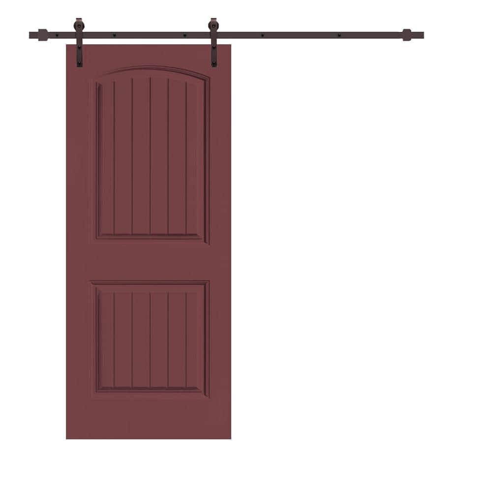 Calhome 80'' Hollow Paneled Painted with Installation Hardware Kit Barn Door