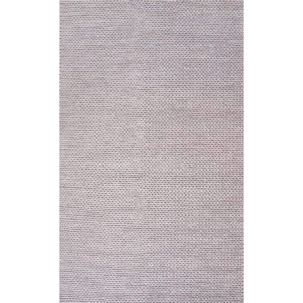 nuLOOM Penelope Braided Wool Light Gray 9' x 12' Farmhouse Area Rug