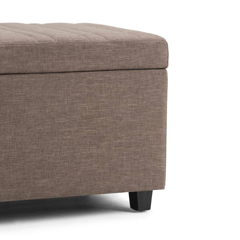 Simpli Home Darcy 33"W Upholstered Storage Ottoman Bench with Large Interior Storage and Child Safety Hinges