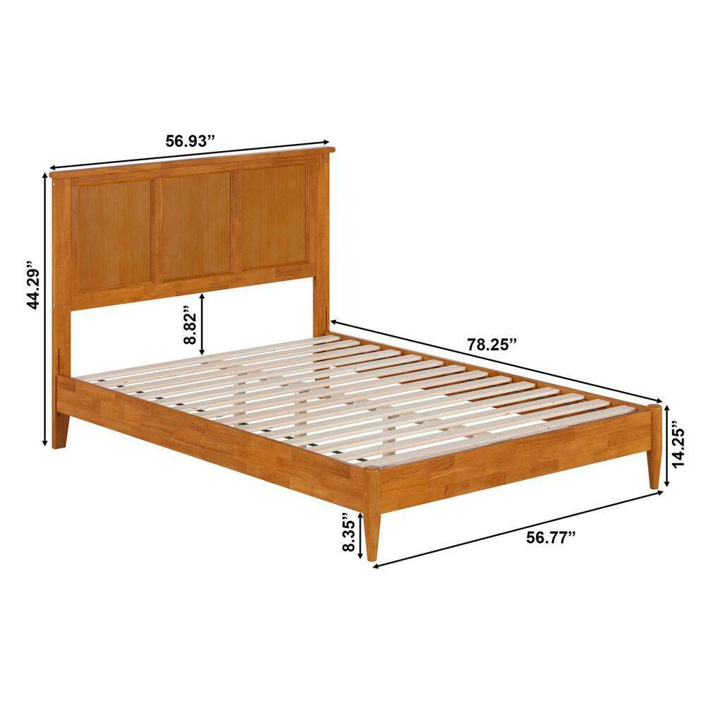 AFI Charlotte Full Solid Wood Low Profile Platform Bed, Light Toffee