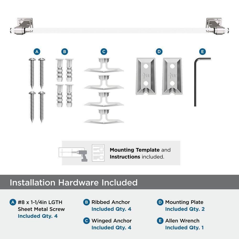 Amerock Glacio Clear/Polished Nickel 24 inch (610mm) Towel Bar