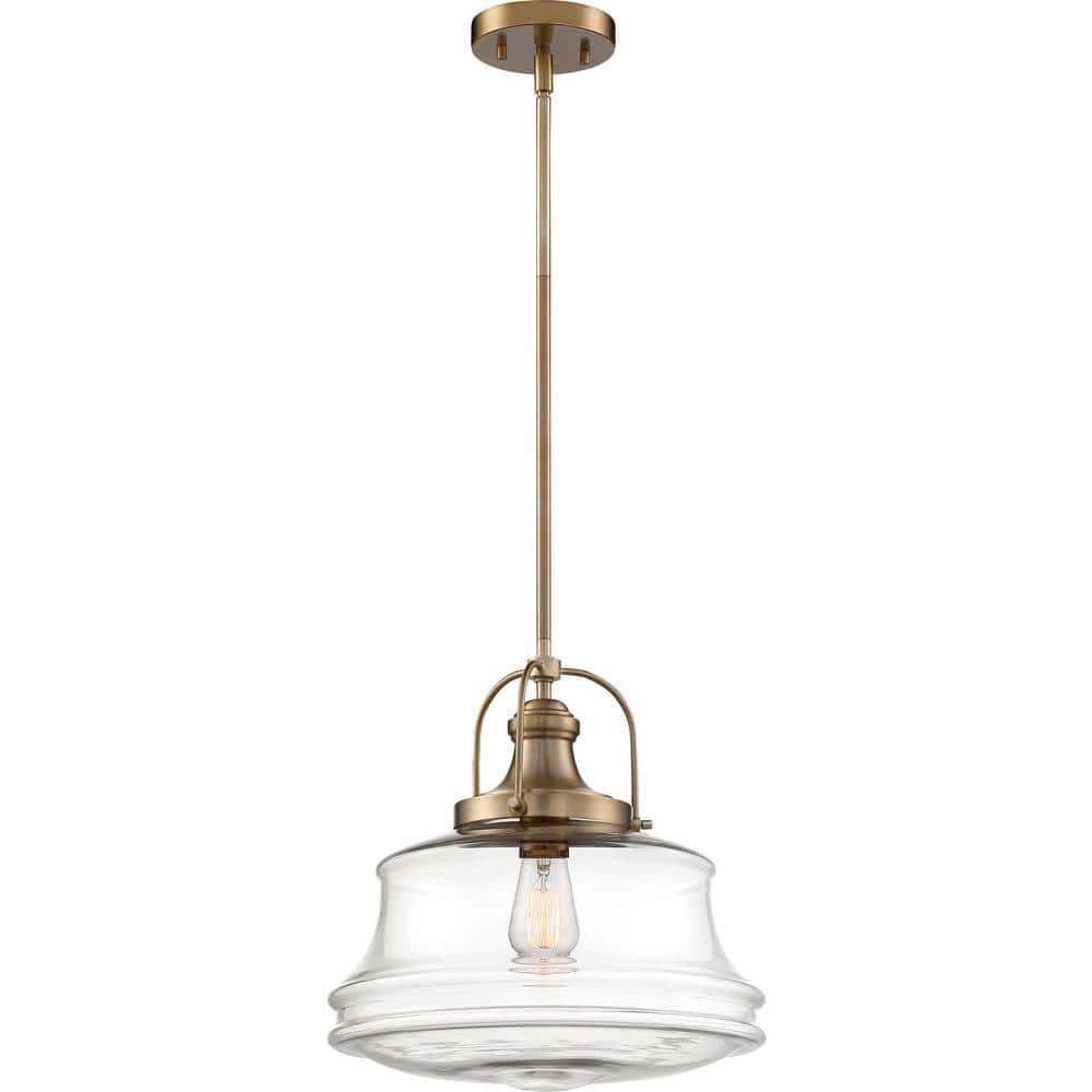 Nuvo 60/6757 Basel 1 Light Pendant Fixture, Burnished Brass Finish