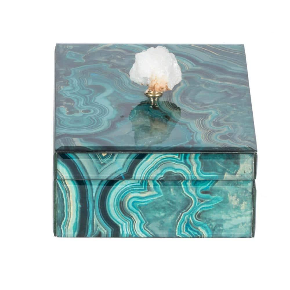 Bethany Marbled Box - Blue, Brown - Large
