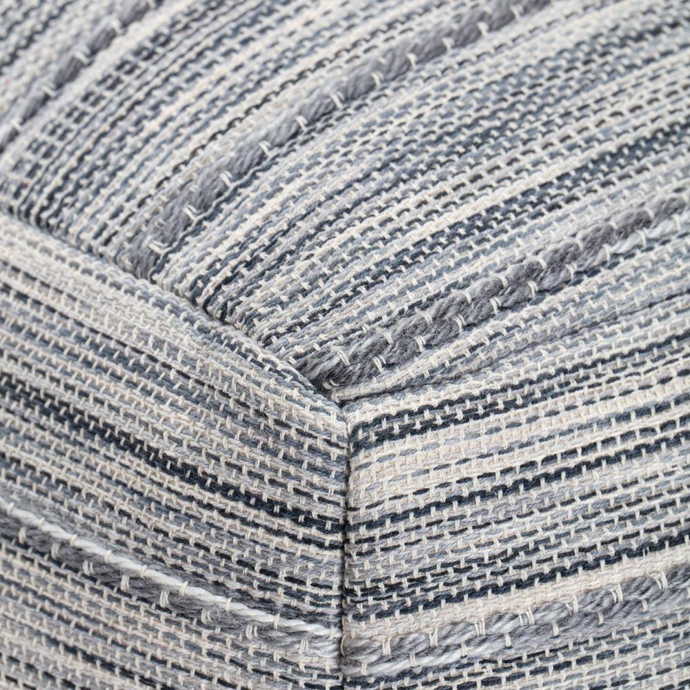 Joya Pouf Blue/Ivory - Anji Mountain: Square Unupholstered, Spot Clean, Fair Trade Certified, 17" Height