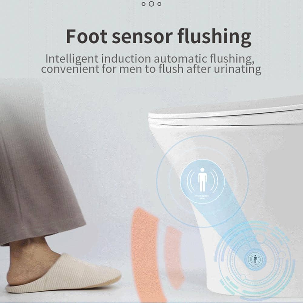 Elongated Smart Toilet Bidet with Auto Flush, Heated Seat, Seating Sensor, Foot Induction Flush