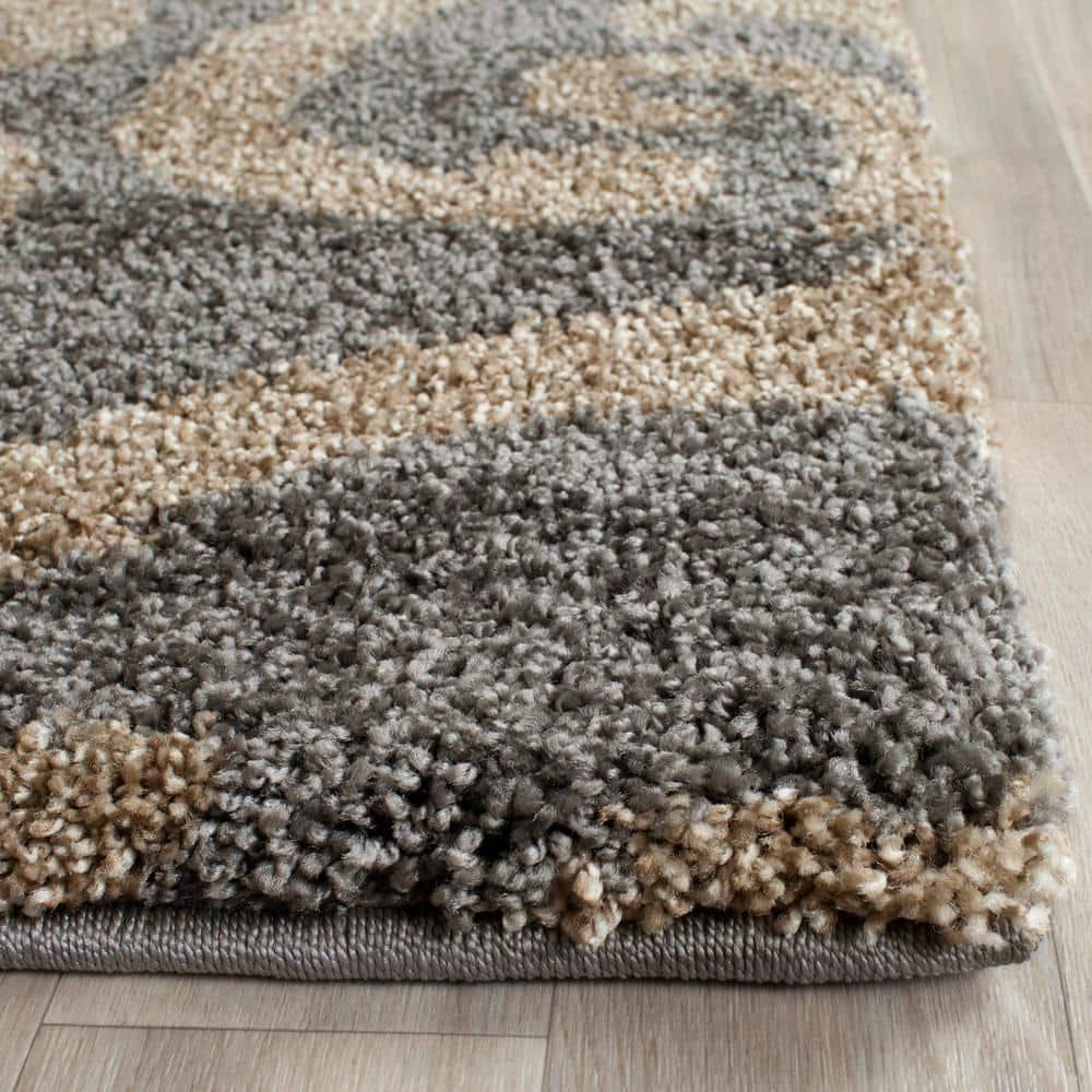 Florida Shag SG462 Power Loomed Indoor Area Rug - Grey/Beige - 4'x6' - Safavieh.
