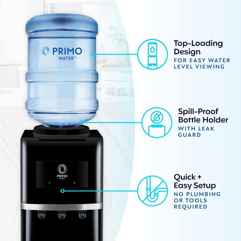 Primo Deluxe Freestanding Water Dispenser - Black: 5 Gallon Hot & Cold Water Cooler, Energy Star Certified, 500W