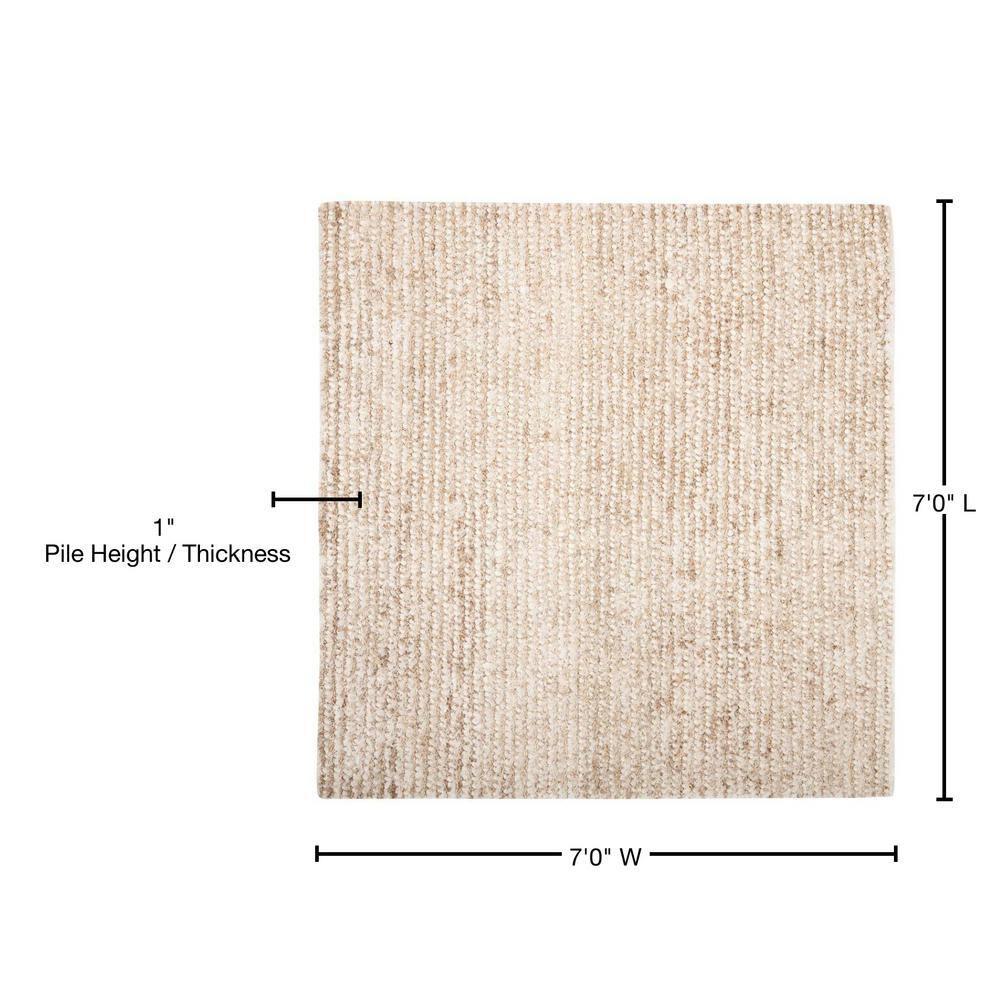 Classic Shag SG640 Hand Woven Area Rug - White/Beige - 7'x7' - Safavieh.