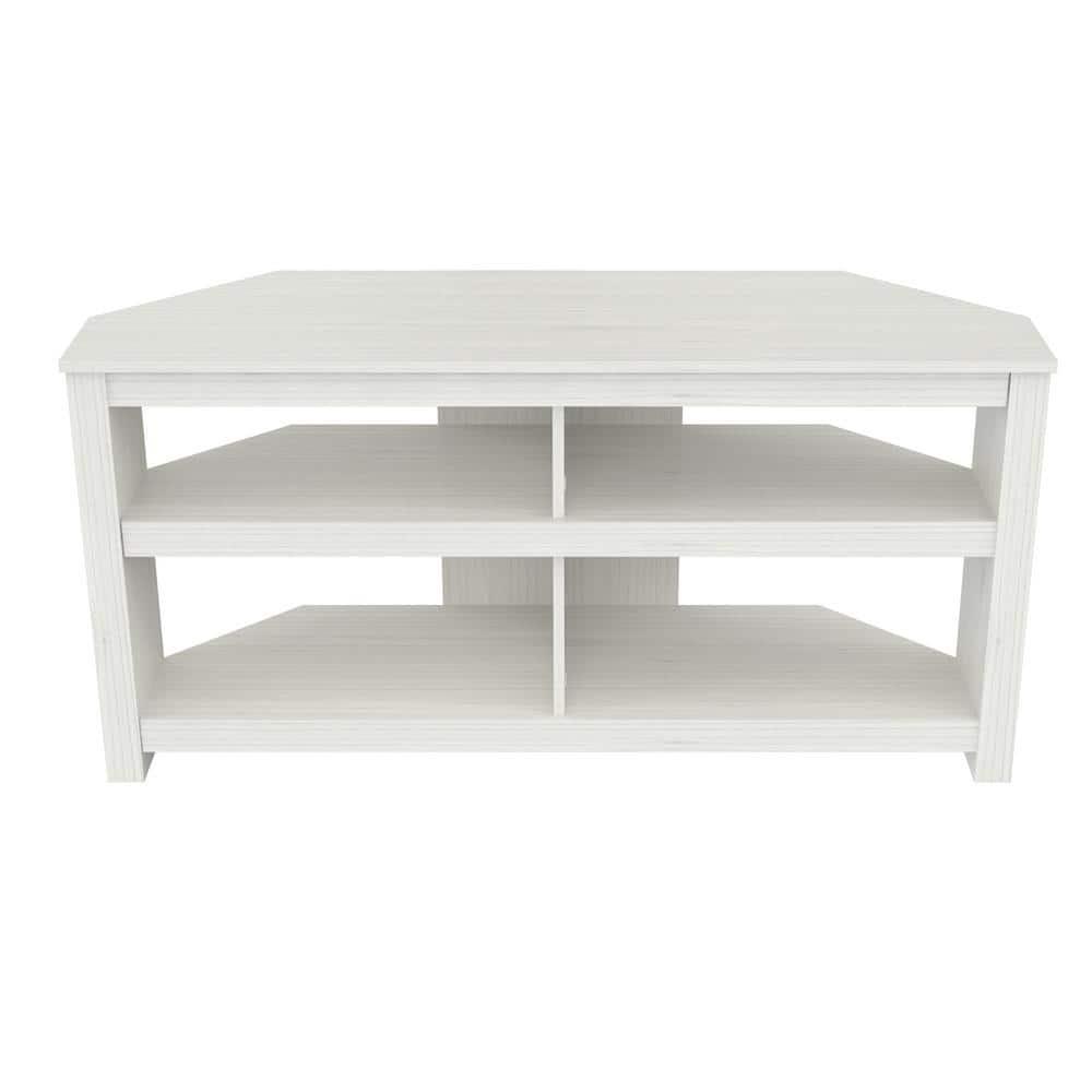 Inval 4-Shelf Corner TV Stand for TVs up to 60”, Washed Oak