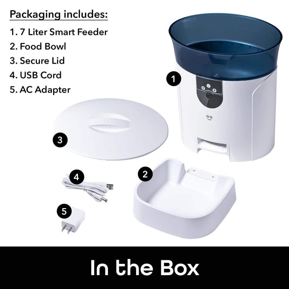 Geeni Pet Connect Feeder with Camera, 7 Liter Automatic Pet Dog & Cat Pet Feeder HD Camera