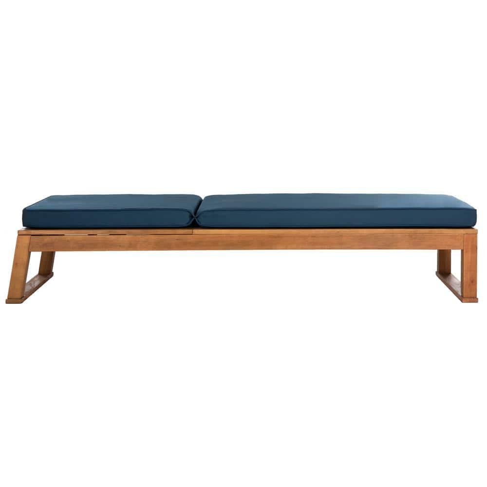 Solano Sunlounger - Outdoor - PAT7024 - Natural/Navy -Safavieh