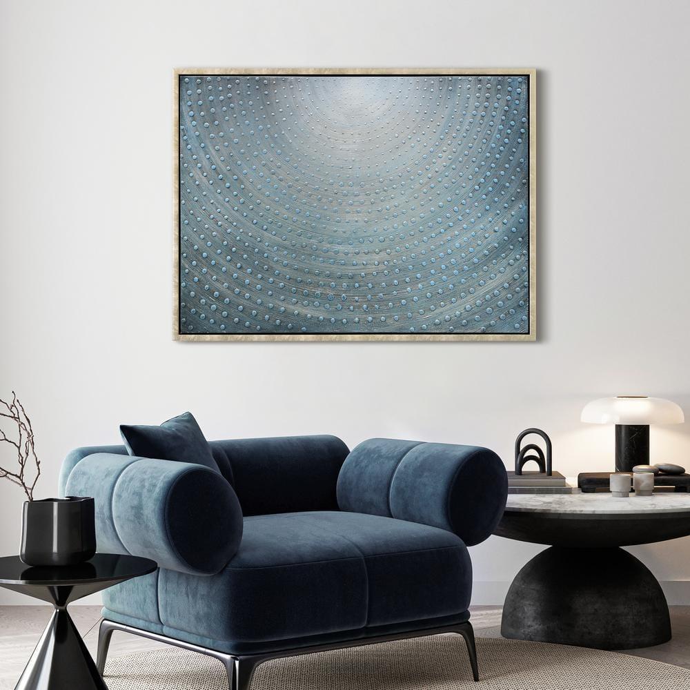 Empire Art Direct Cosmic Swirl Textured Metallic Hand Painted Blue Framed Canvas Wall Art
