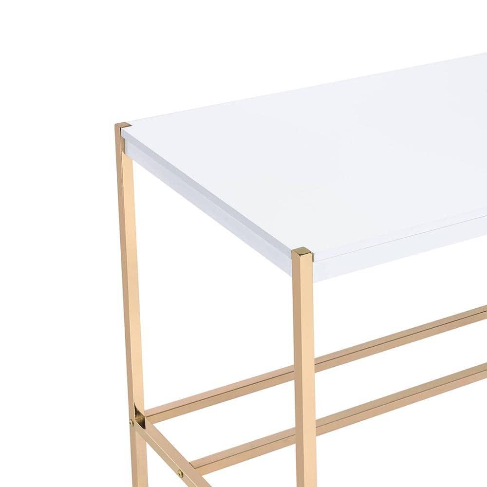 42" Midriaks Writing Desk White/Gold Finish - Acme Furniture