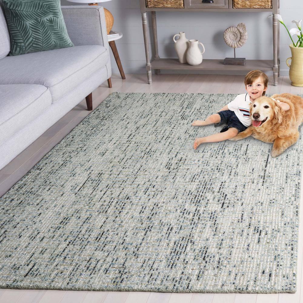 SAFAVIEH Abstract Delia Geometric Wool Area Rug, Green/Ivory, 8' x 10'