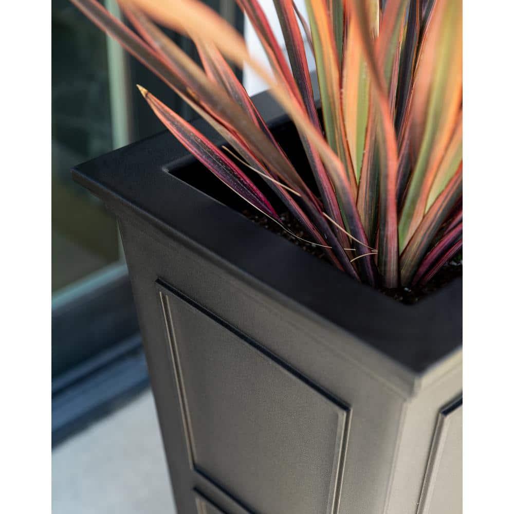 Veradek Brixton Tall 28" Plastic Planter 2-Pack Black