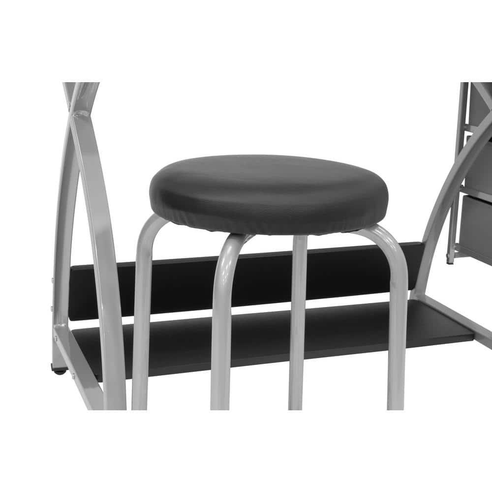 Comet Plus Drawing Table and Stool Set Silver/Gray - studio designs: Adjustable Top, Storage Drawers, Padded Seat