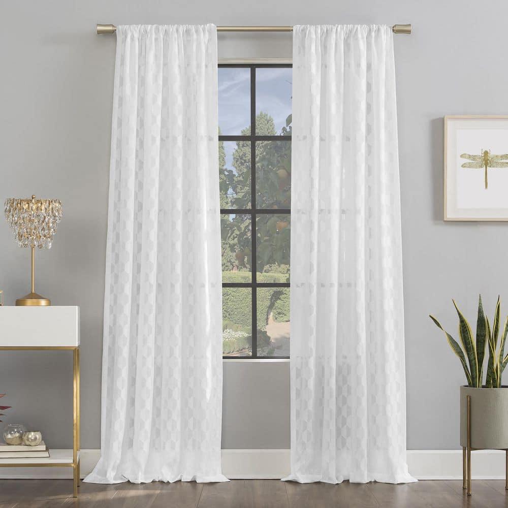 Scott Living Scott Living Verge Geometric Clipped Jacquard Semi-Sheer Rod Pocket Curtain Panel