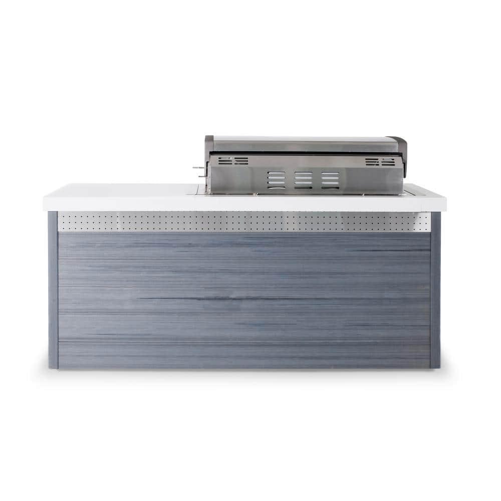 Mont Alpi MA805-AW Artwood Series High Density Polyethylene 6-Burner 87000 BTU Propane Natural Gas Stainless Steel Outdoor Kitchen Island Grill + Granite Countertops + Double Access Doors + Refrigerator