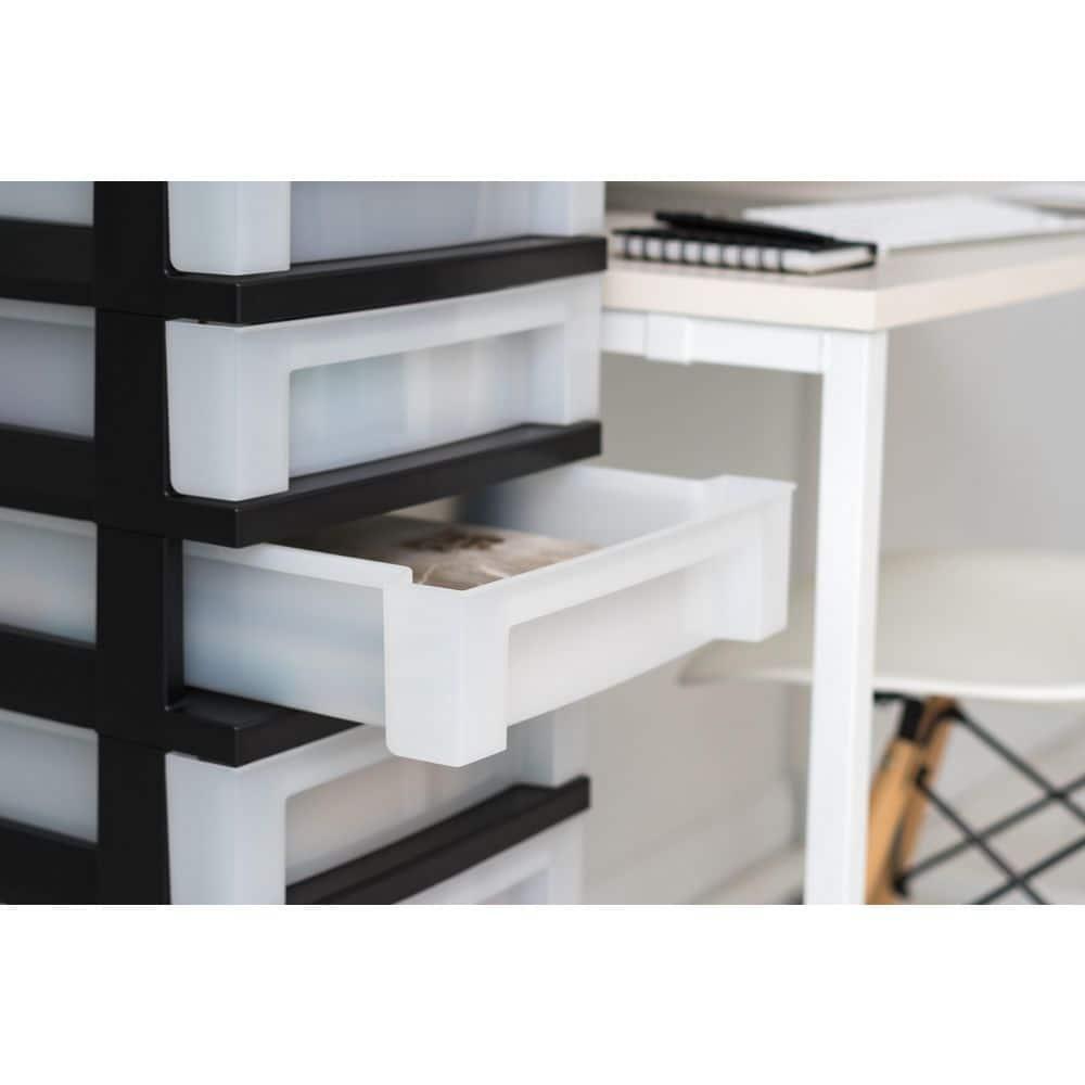 Black 9-Drawer Storage Tower with Organizer Top and Wheels