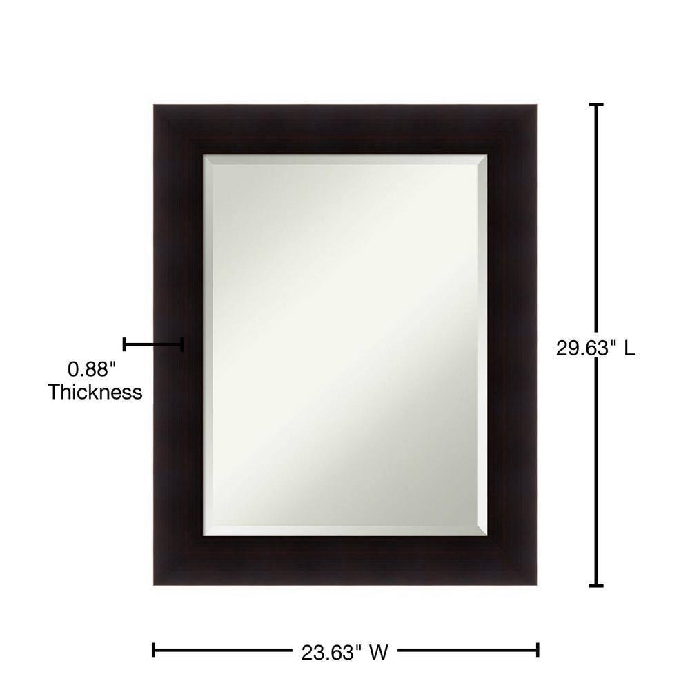 Amanti Art Beveled Wood Bathroom Wall Mirror - Portico Espresso Frame Outer Size: 24 x 30 in
