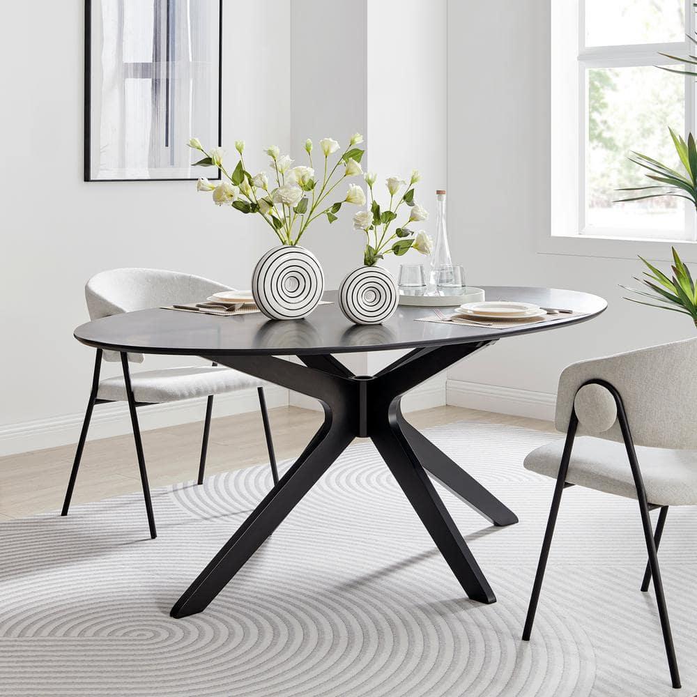 Danya B. Etta Two Piece Glossy Ceramic Black and White Striped Round Hollow Circle Donut Vase Set