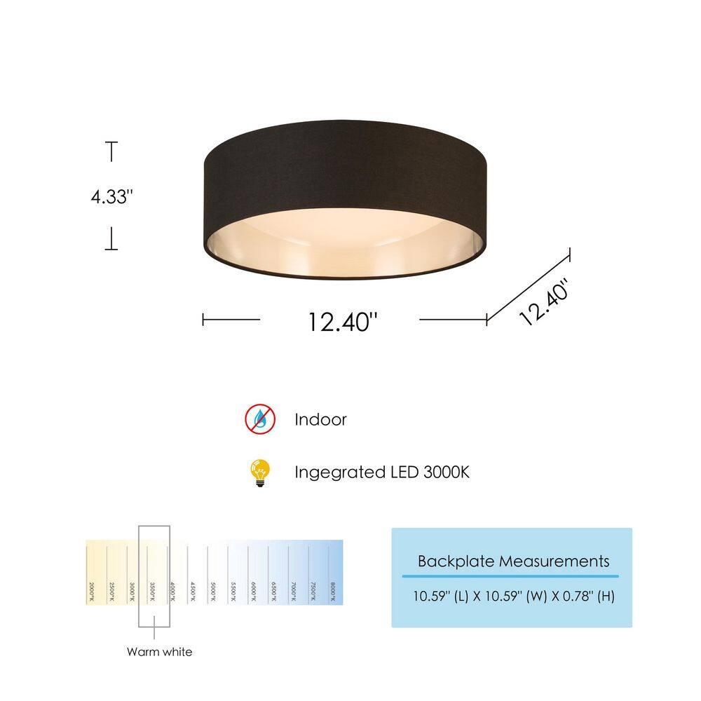 Eglo Lighting Orme 12 Inch Ceiling Mount Light Fixture, Black and Nickel