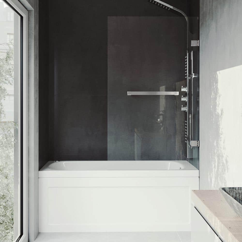 Rialto 34" W x 58" H Hinged Frameless Tub Door with with 5/16" Glass