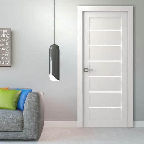 Belldinni Alba Solid Manufactured Wood and Glass Paneled Wood Finish Standard Door Slab