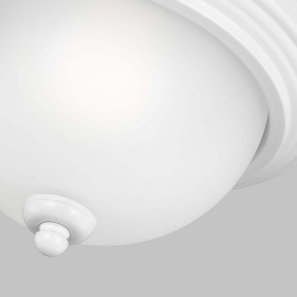 Geary 10.5 in. 1-Light White Ceiling Flush Mount with Satin Etched Glass