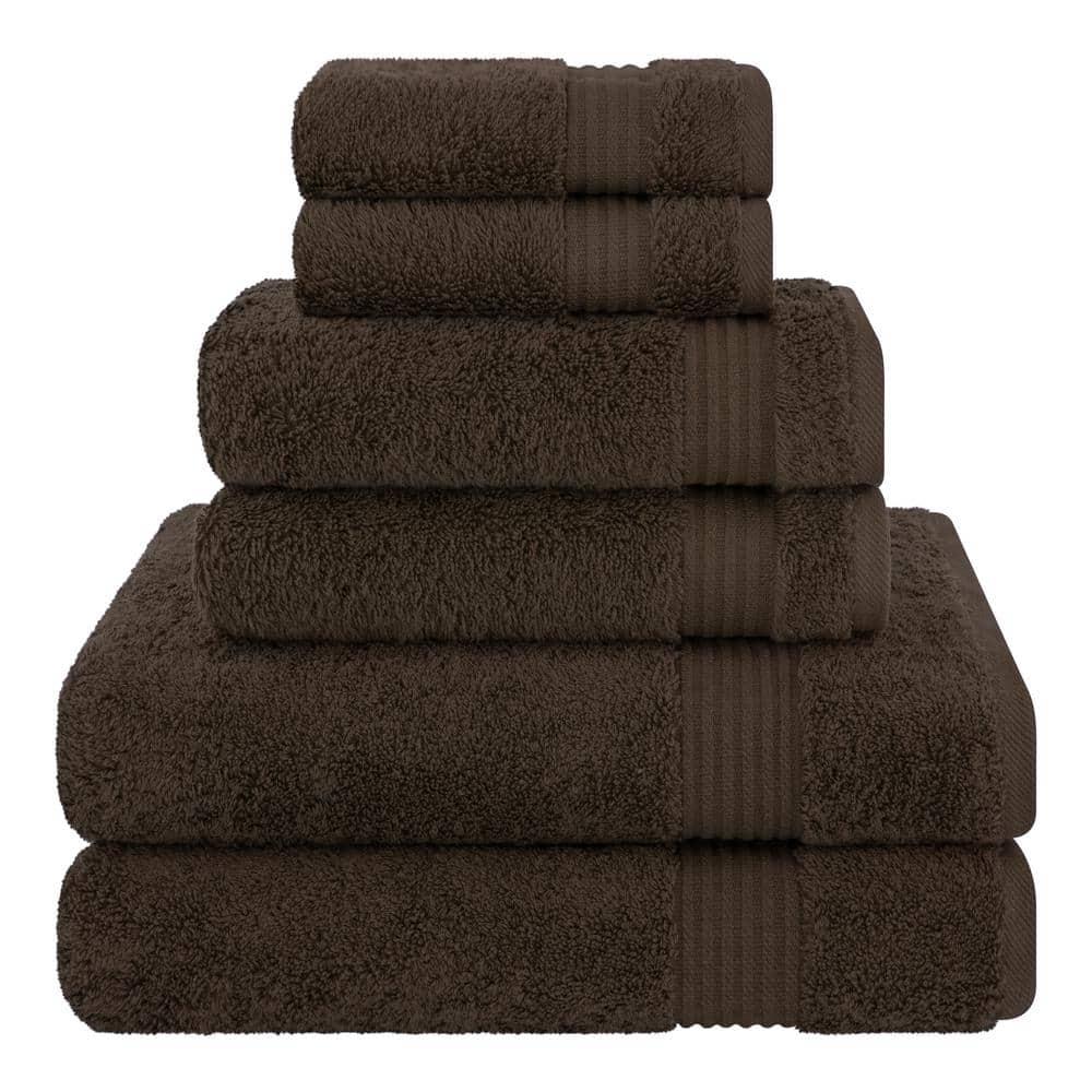 American Soft Linen Bekos 6 Piece Towel Set, 100% Cotton Bath Towel Set for Bathroom, Brown