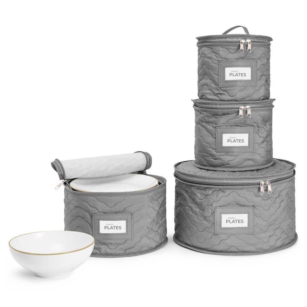 Sorbus 4 Piece Quilted Dinnerware Storage Set