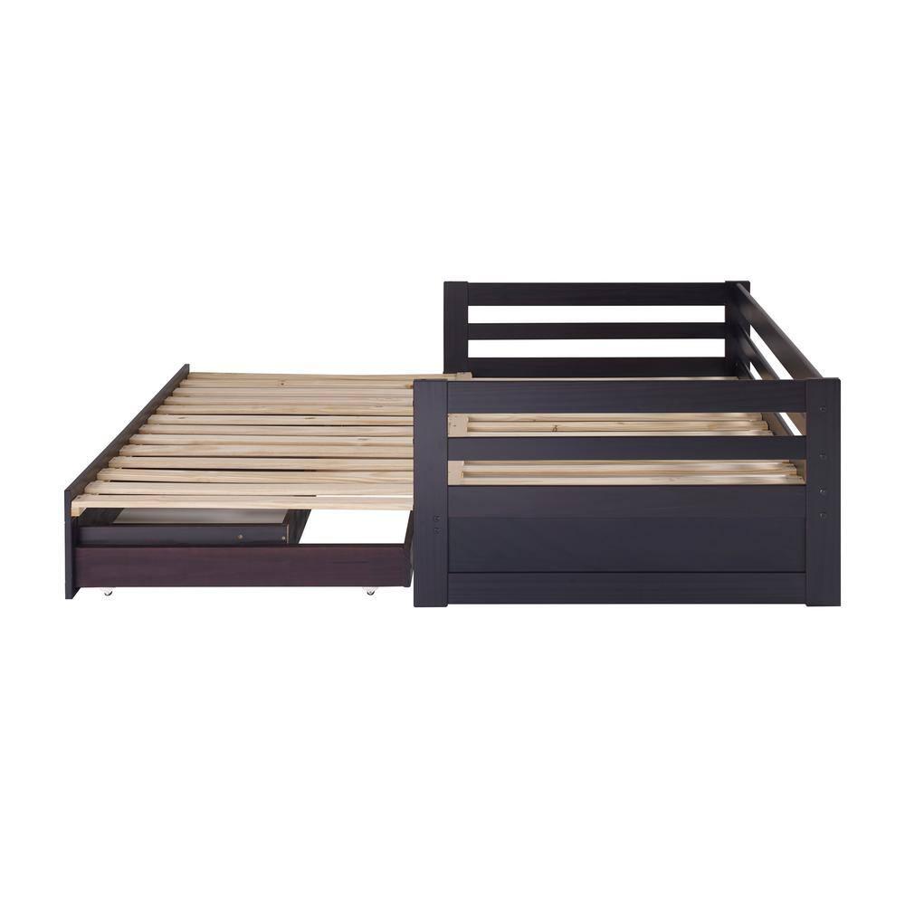 Alaterre Furniture Jasper Twin to King Extending Day Bed with Storage Drawers, Espresso