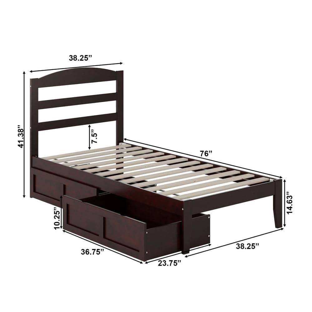 AFI Furnishings Warren Platform Bed T with Drawers ES