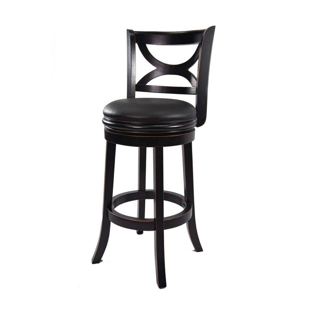 29" Florence Swivel Hardwood Barstool Black - Boraam: Upholstered, High Back, Counter Height