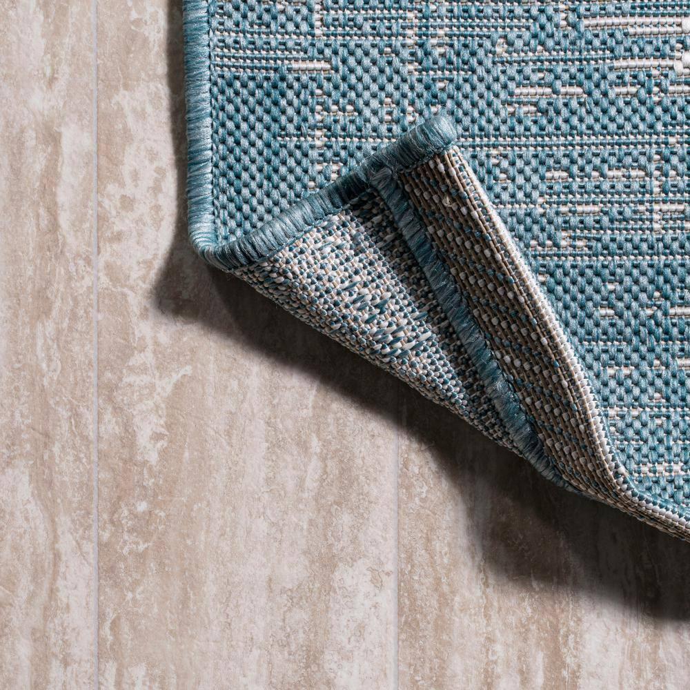 2'x10' Scandi Minimalist Border Indoor/Outdoor Runner Rug, Aqua - JONATHAN Y