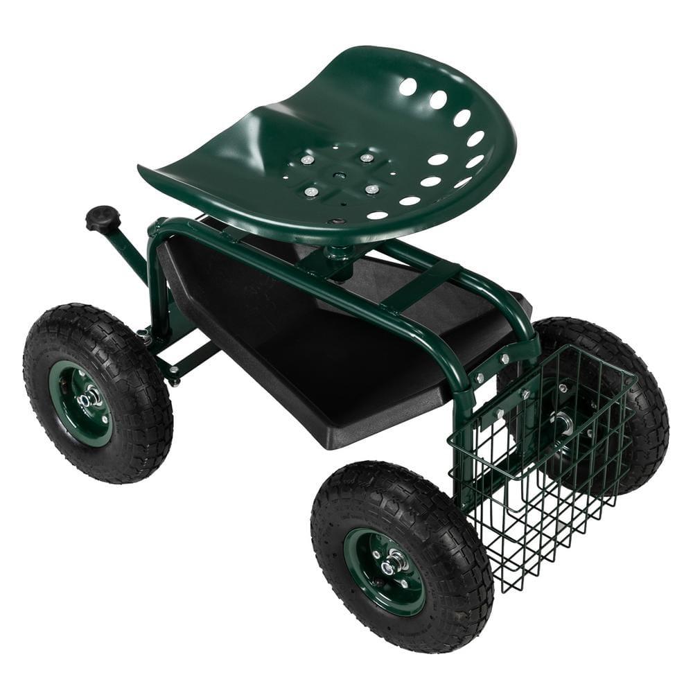Spaco 4-Wheel Rolling Garden Cart Work Seat, Wagons Carts, Carts with Wheels, Utility Cart