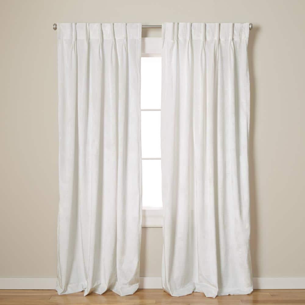 Set of 2 (96"x54") Velvet Back Tab Light Filtering Window Curtain Panels White - Exclusive Home: Polyester, Plain Weave