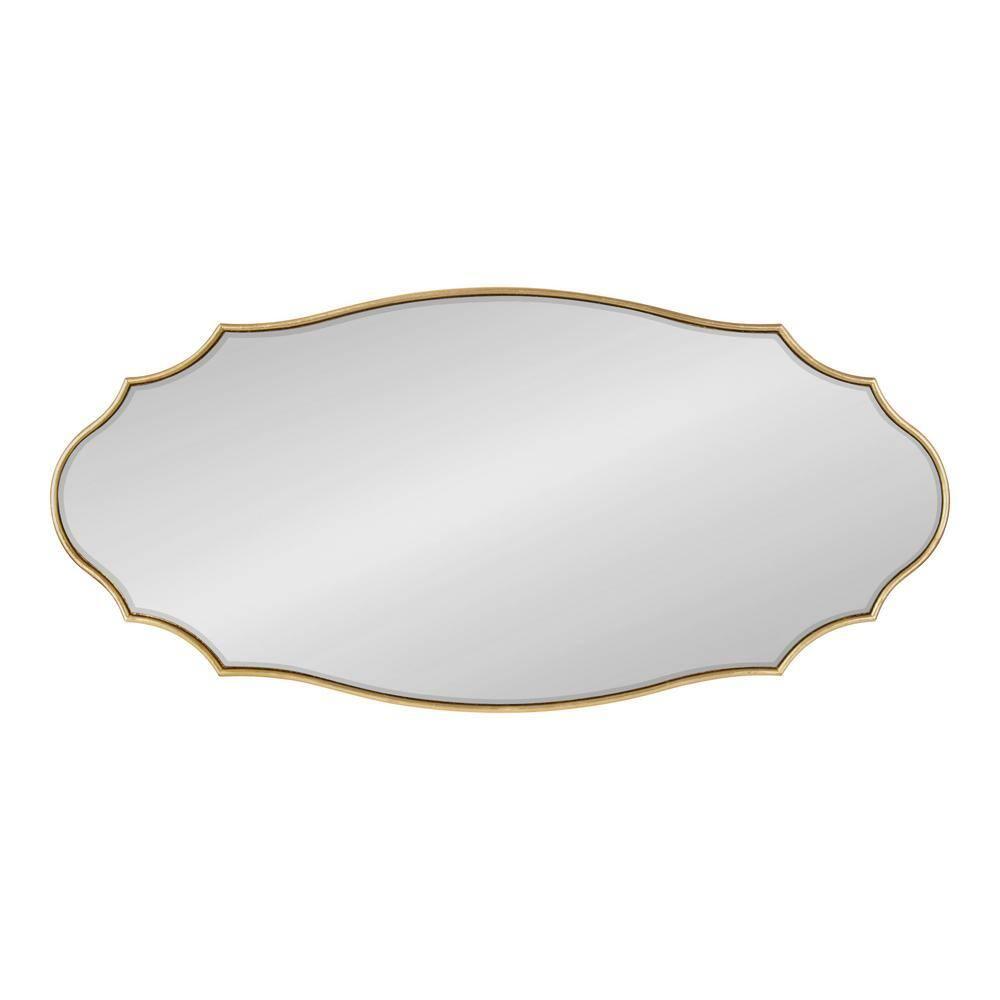 Kate and Laurel Leanna Modern Scalloped Wall Mirror, 20 x 42, Gold, Glam Oval Mirror for Wall